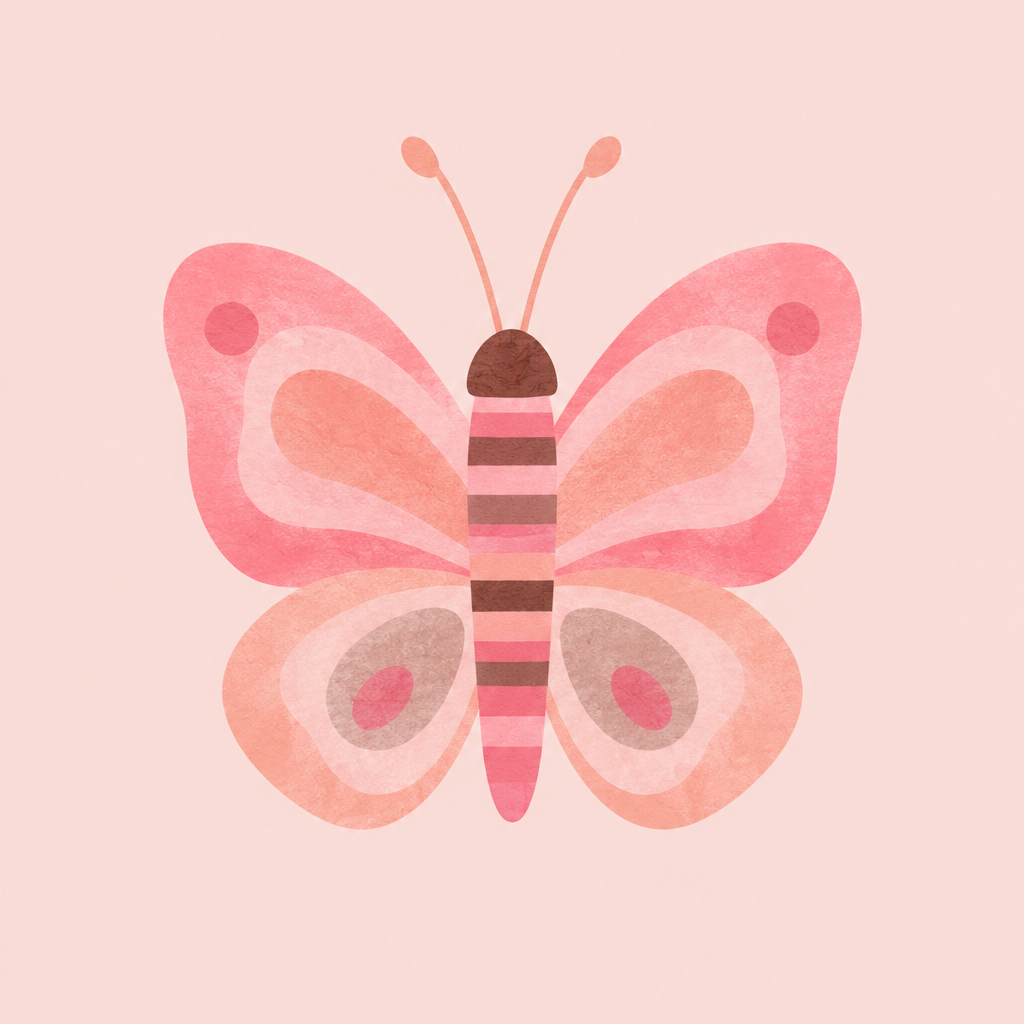 Little Butterfly in Blush and Taupe, vertical nursery artwork