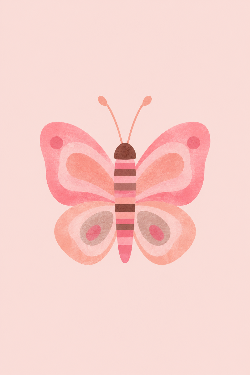 Little Butterfly in Blush and Taupe, vertical nursery artwork