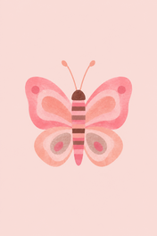 Little Butterfly in Blush and Taupe, vertical nursery artwork