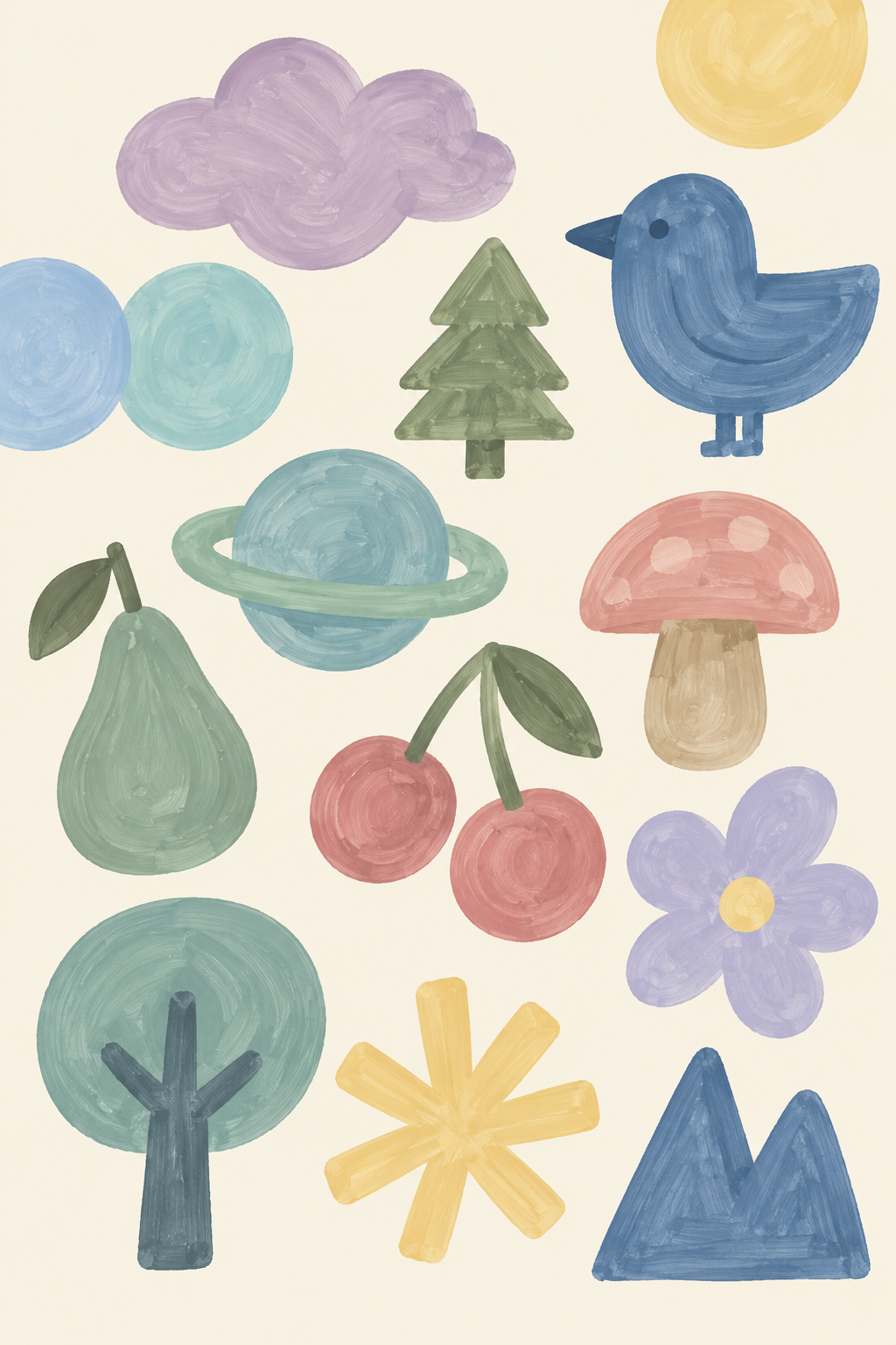 Little Wonders in Pastel, vertical nursery artwork