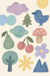Little Wonders in Pastel, vertical nursery artwork