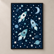 Midnight Rocket Adventures poster standalone mockup