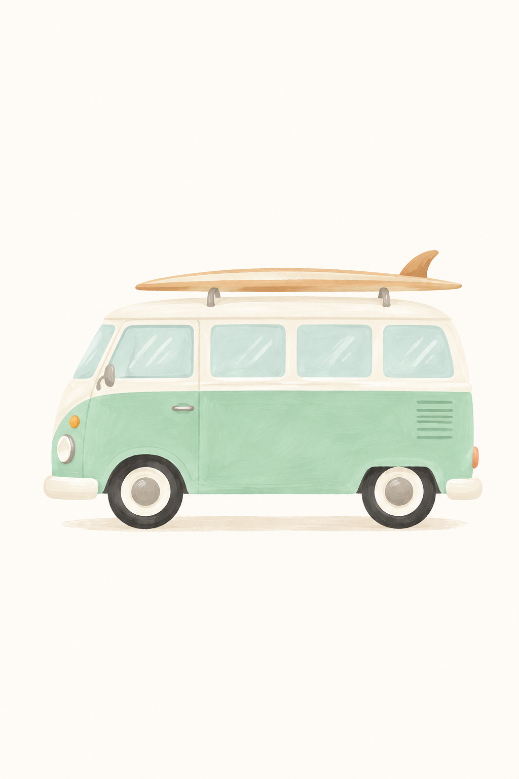 Mint Surf Van, vertical nursery artwork