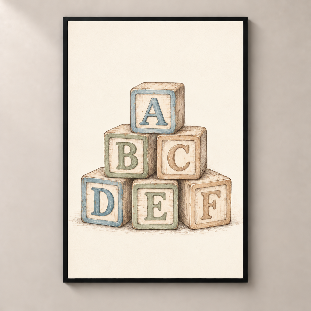 Pastel Alphabet Blocks poster standalone mockup