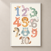 Pastel Animal Numbers poster standalone mockup