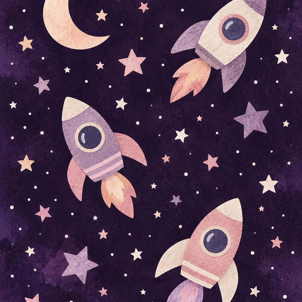 Plum Rocket Adventures, vertical nursery artwork