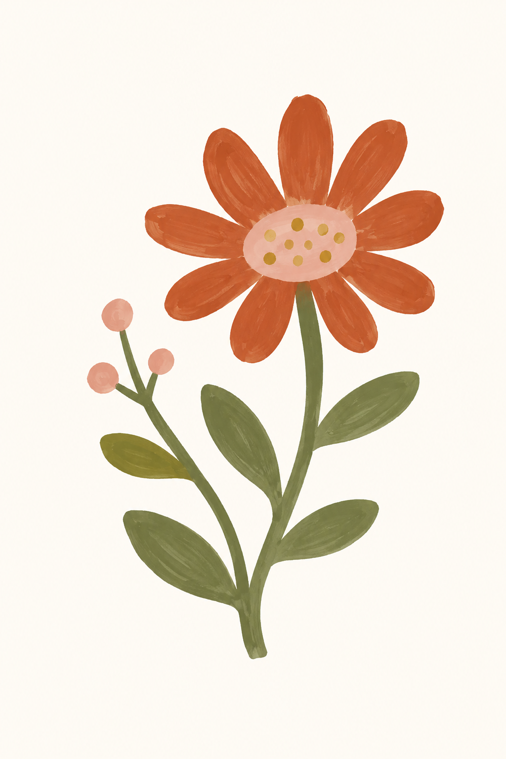 Rust Daisy Days, vertical nursery artwork