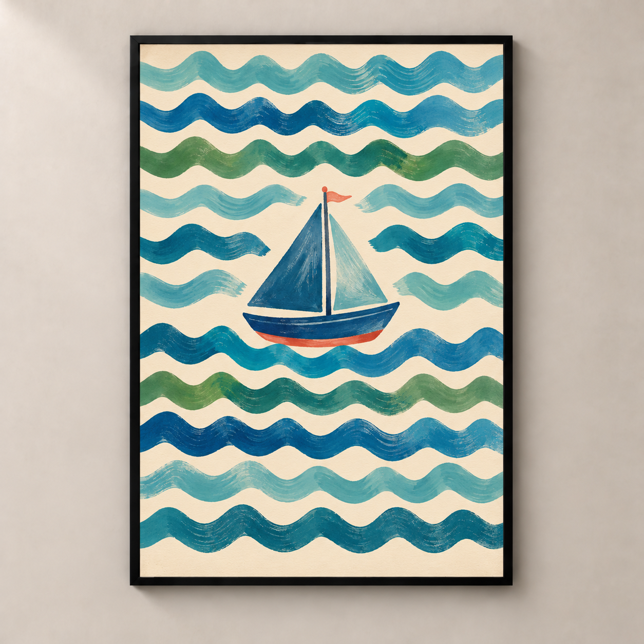 Sailing on Teal Waves poster standalone mockup