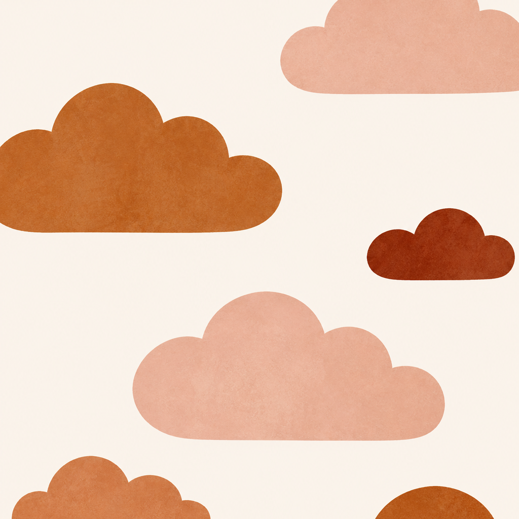 Terracotta Cloud Dreams, vertical nursery artwork