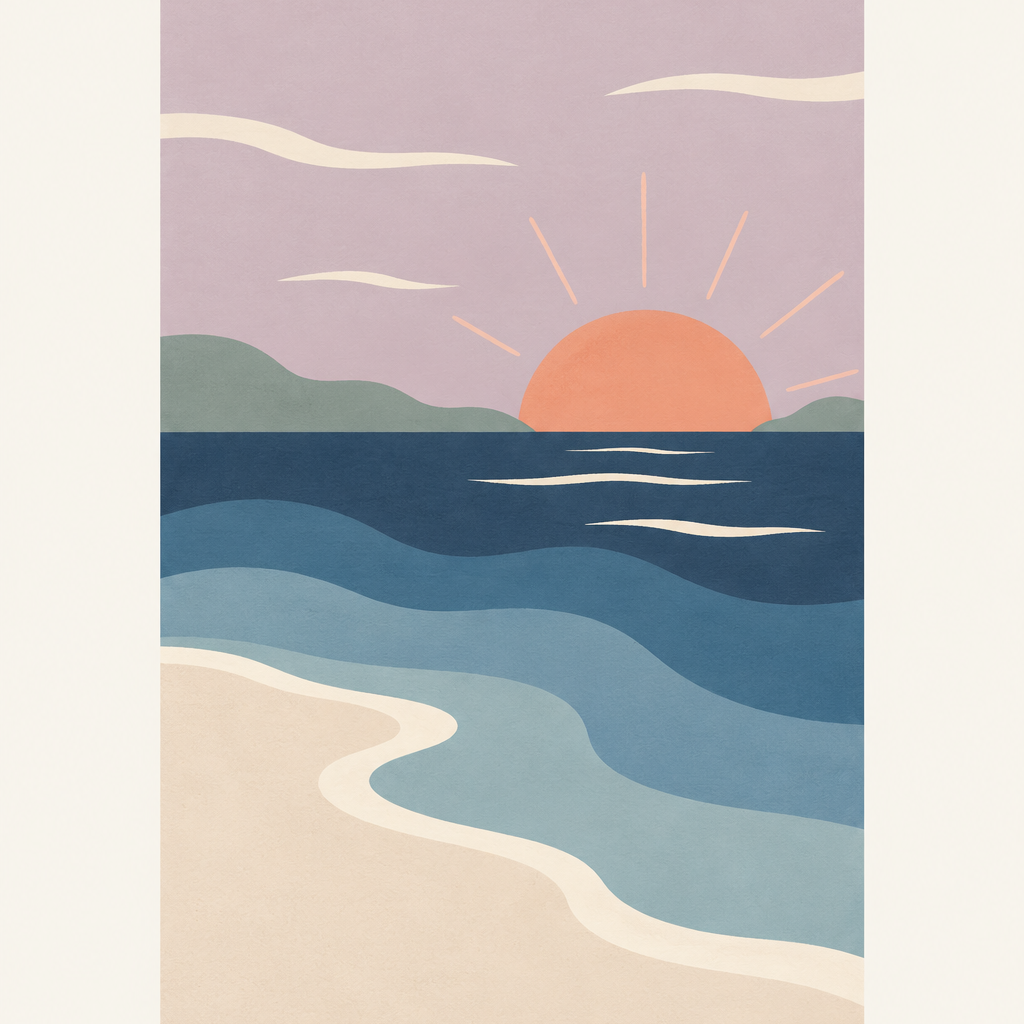 Twilight Shore, vertical nursery artwork