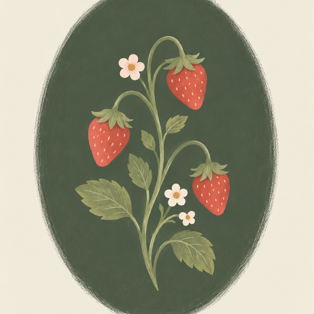 Wild Strawberry Garden, vertical nursery artwork