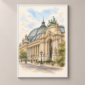 Grand Palais in Soft Watercolour – poster standalone mockup on beige wall