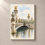 Pont Alexandre III over the Seine – canvas standalone mockup on beige wall