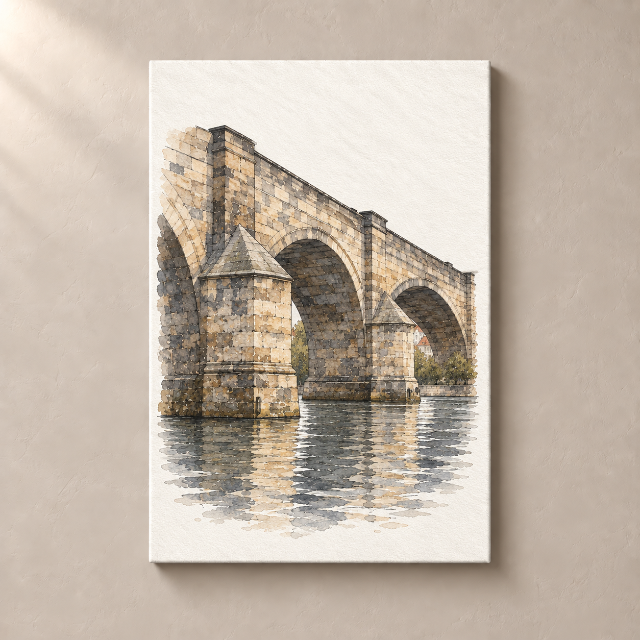 Charles Bridge in Watercolour canvas standalone mockup