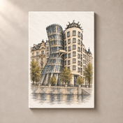 Dancing House in Watercolour canvas standalone mockup