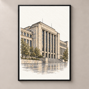 Prague Modernist Hall in Watercolour poster standalone mockup