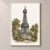 Petřín Lookout Tower in Watercolour poster standalone mockup