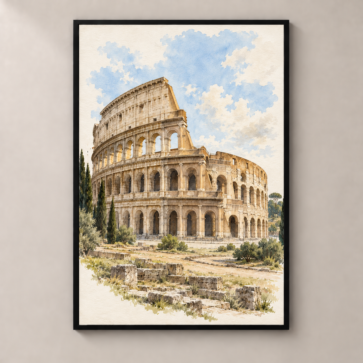 Colosseum in Gentle Light – poster standalone mockup on beige wall