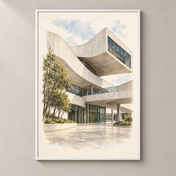 MAXXI Museum in Watercolour – poster standalone mockup on beige wall