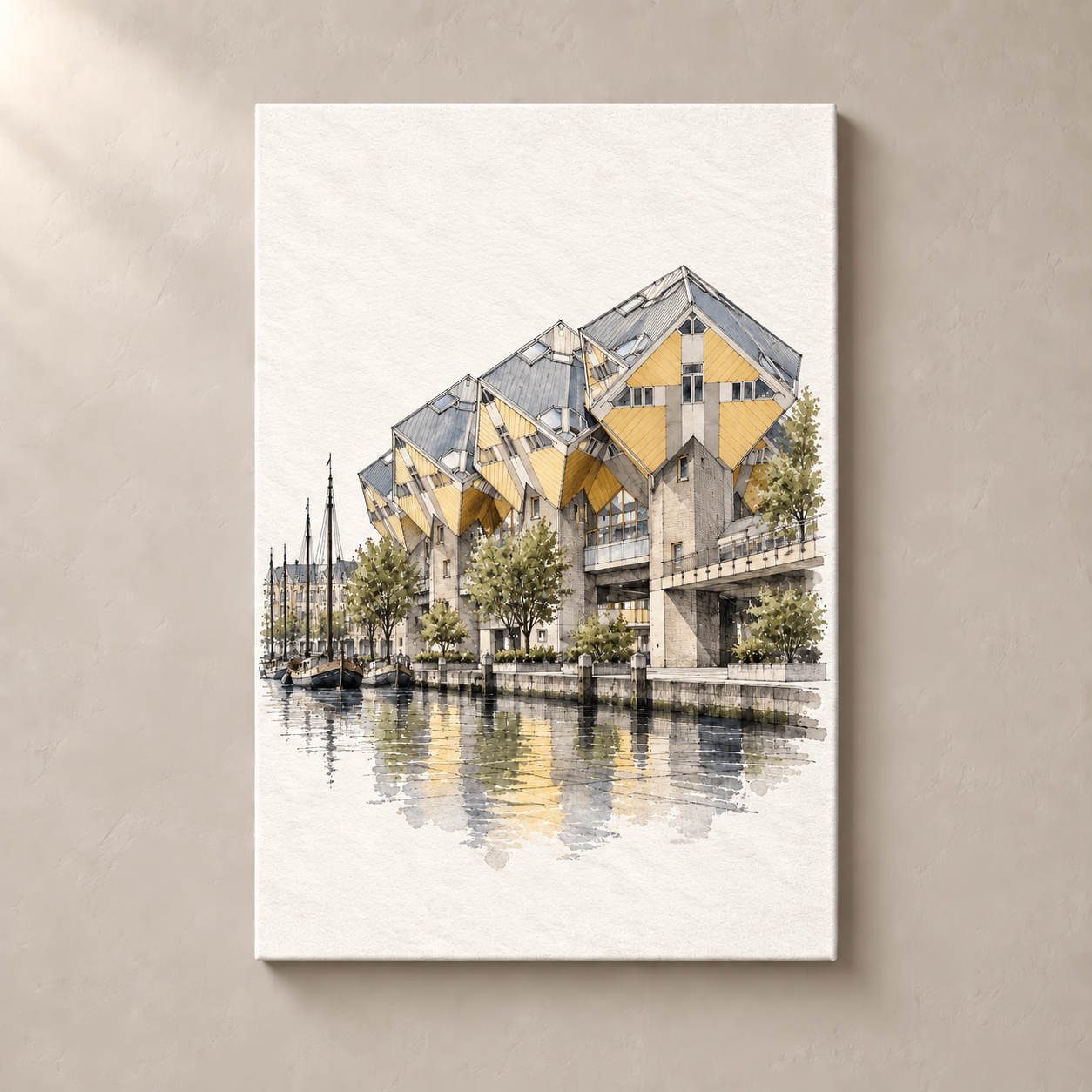 Cube Houses by Oude Haven – canvas standalone mockup on beige wall