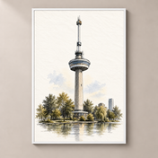 Euromast Above Het Park – poster standalone mockup on beige wall