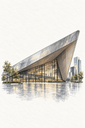 Rotterdam Centraal in Ink and Wash, vertical ink and watercolour artwork