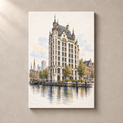 Witte Huis by Oude Haven – canvas standalone mockup on beige wall