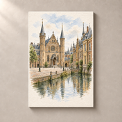 Binnenhof in Watercolour – canvas standalone mockup on beige wall