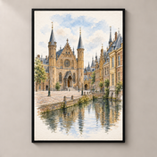 Binnenhof in Watercolour – poster standalone mockup on beige wall
