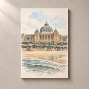 Kurhaus by the Sea in Scheveningen – canvas standalone mockup on beige wall