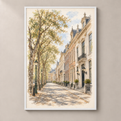 Lange Voorhout in Soft Watercolour – poster standalone mockup on beige wall