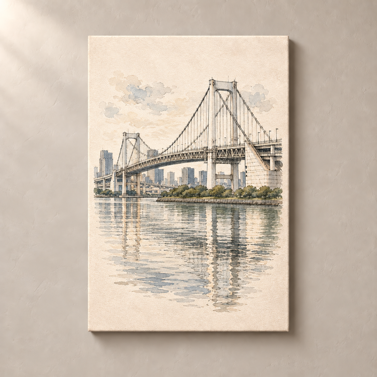 Rainbow Bridge over Tokyo Bay canvas standalone mockup