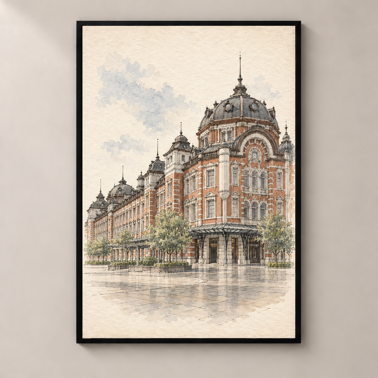 Tokyo Station in Watercolour poster standalone mockup