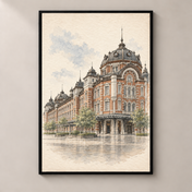 Tokyo Station in Watercolour poster standalone mockup