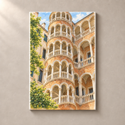Palazzo Contarini del Bovolo Staircase – canvas standalone mockup on beige wall