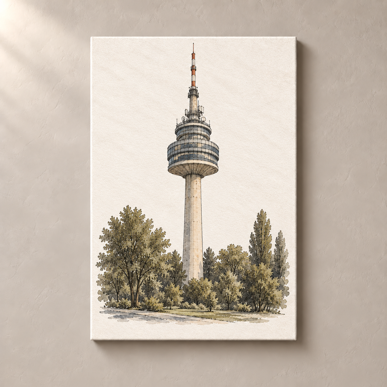 Donauturm above Donaupark canvas standalone mockup