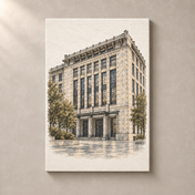 Austrian Postal Savings Bank in Watercolour, frameless canvas standalone mockup