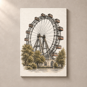 Wiener Riesenrad in Watercolour canvas standalone mockup