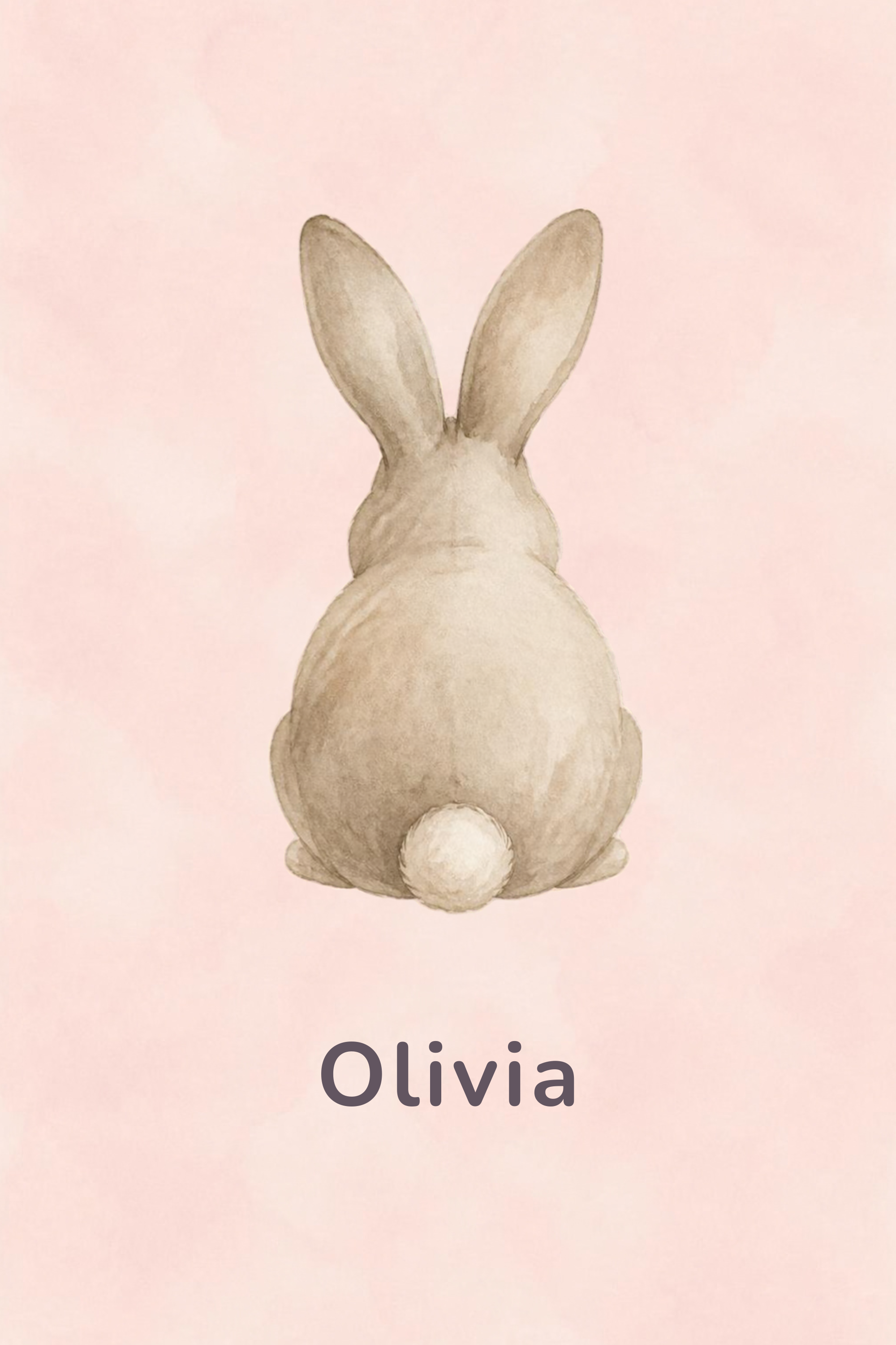 Little Rabbit personalised artwork, example name Olivia