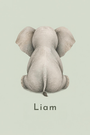 Gentle Elephant personalised artwork, example name Liam