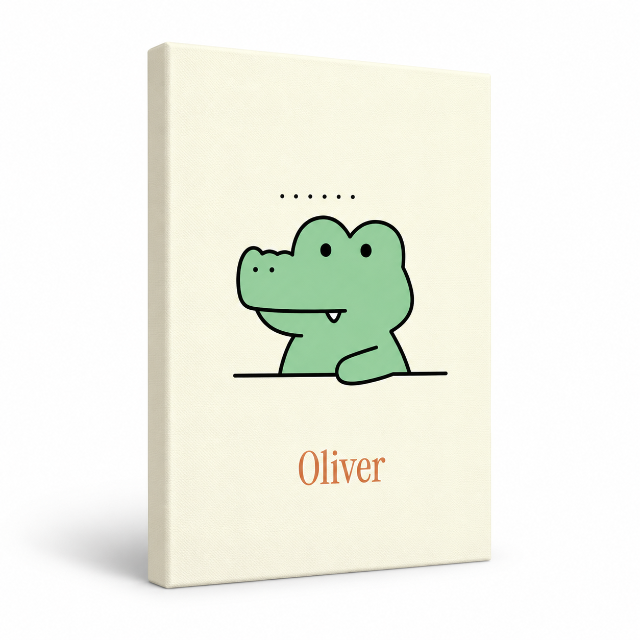 Crocodile Garden personalised canvas standalone product view with example name Oliver