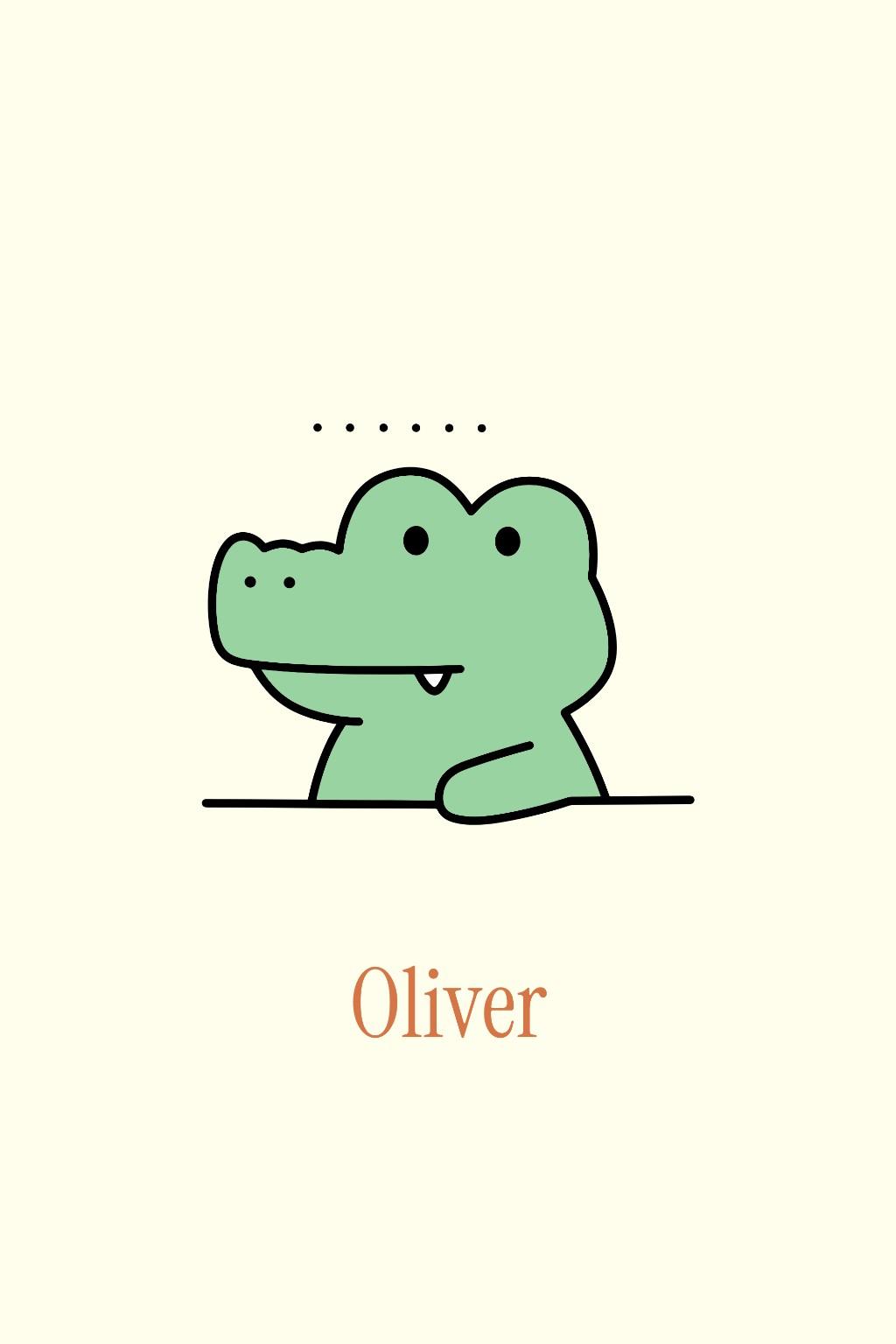 Crocodile Garden personalised artwork with example name Oliver