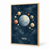 Quiet Cosmic Adventure personalised poster, standalone product view, example name Isla