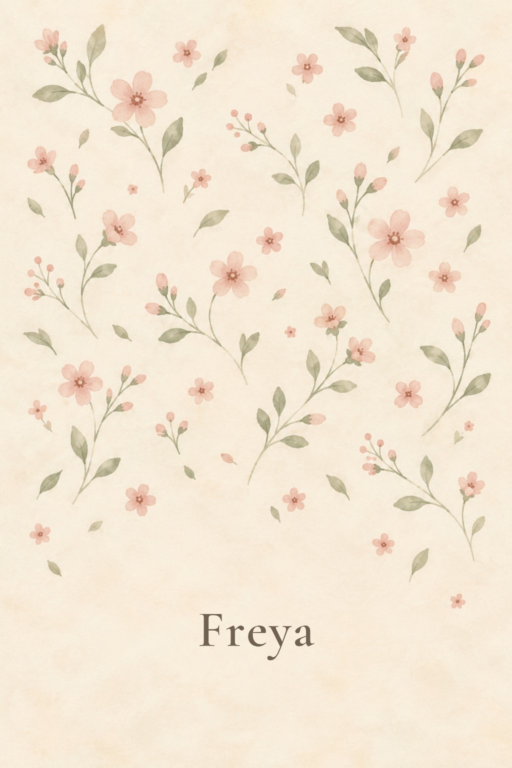 Flower Sprig Pattern personalised artwork with example name Freya