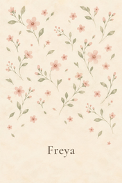 Flower Sprig Pattern personalised artwork with example name Freya