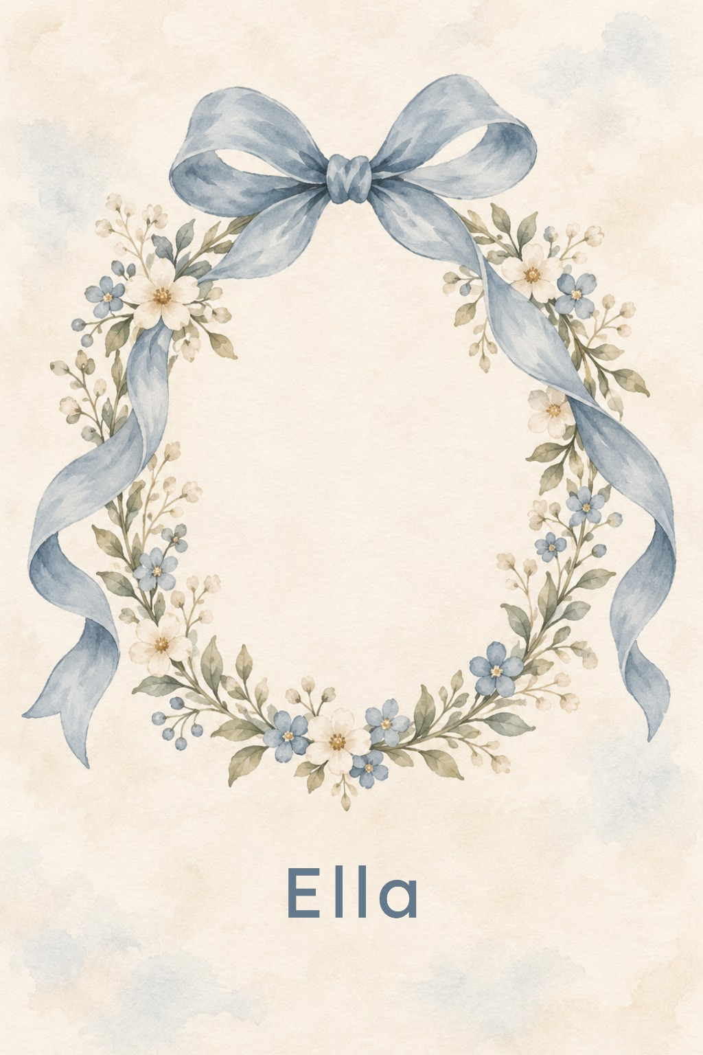 Gentle Ribbon Bow personalised artwork with example name Ella