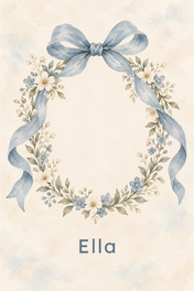 Gentle Ribbon Bow personalised artwork with example name Ella