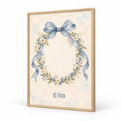 Gentle Ribbon Bow personalised poster, standalone product view, example name Ella