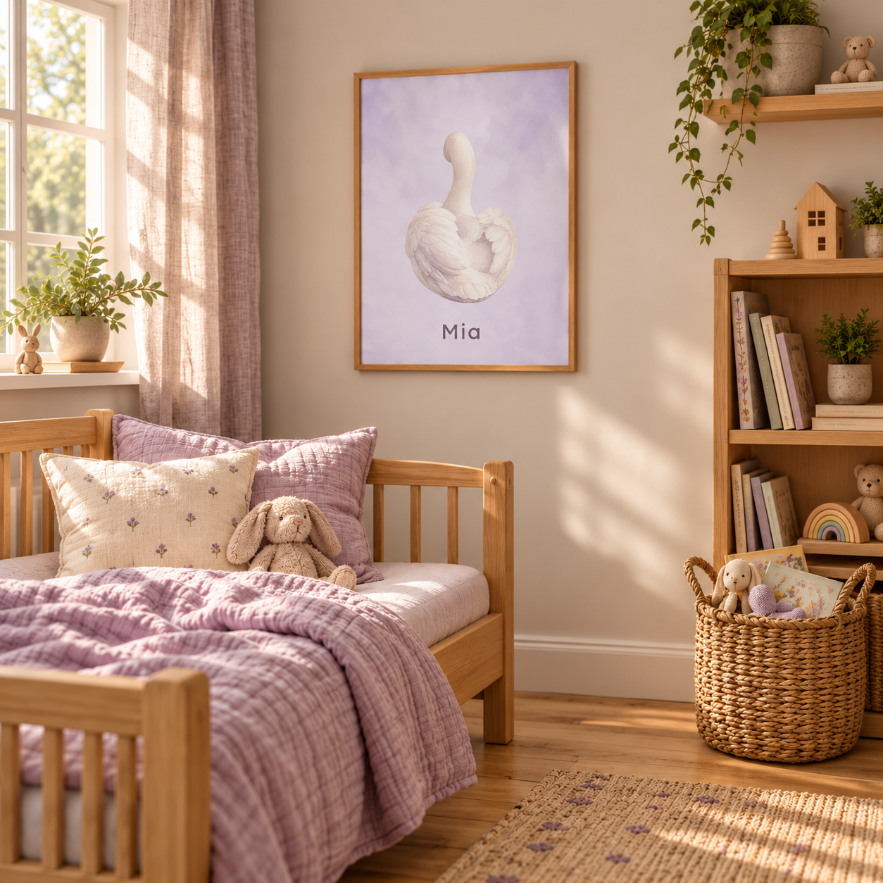 Gentle Swan posterugc with example name Mia