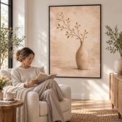 Geometric Earth Harmony No.2 framed poster in a reading corner